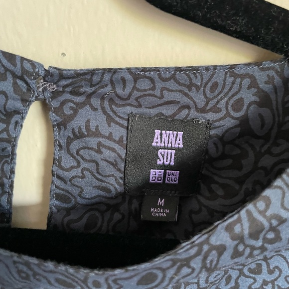 Anna Sui x Uniqlo Blue and Black Peasant Top - Picture 3 of 3